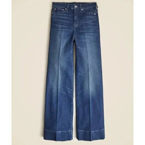 J. Crew Denim Trouser 1996 Semi-Stretch Resin Rinse Wide Leg Jeans Size 33 CC566 - Picture 13 of 13